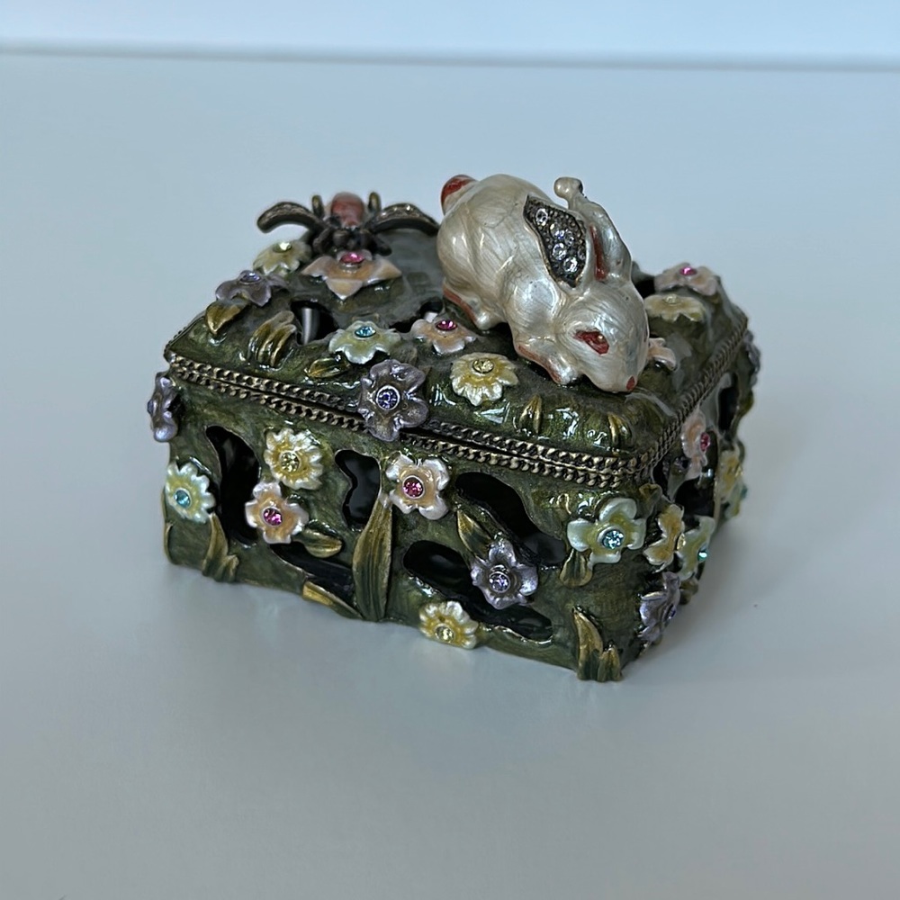 Vintage Jeweled Trinket Box with Bunny
